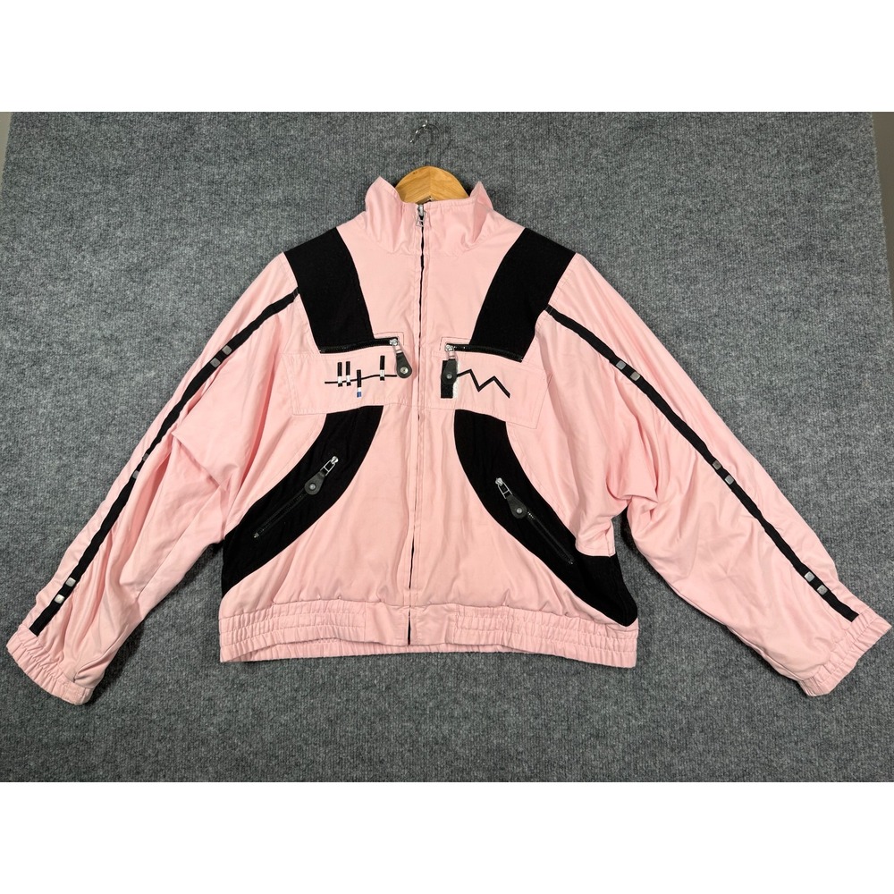 Jamie Sadock Jacket Women Small Pink Black Windbreaker Retro Sportswear Full Zip